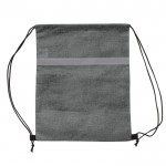 Mochila de cuerdas de non-woven con tira reflectante horizontal color gris oscuro tercera vista