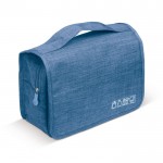 Bolsa de aseo plegable con varios compartimientos y gancho para colgar color azul claro