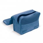 Bolsa de aseo plegable con varios compartimientos y gancho para colgar color azul claro tercera vista