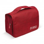 Bolsa de aseo plegable con varios compartimientos y gancho para colgar color rojo