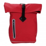 Mochila roll-top impermeable con detalles reflectantes color rojo segunda vista