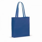 Bolsa de algodón reciclado pequeña con fuelle y asas a juego 140 g/m2 color azul