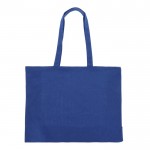 Bolsa de algodón reciclado grande con fuelle y asas a juego 140 g/m2 color azul segunda vista