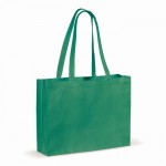 Bolsa de algodón reciclado grande con fuelle y asas a juego 140 g/m2 color verde oscuro