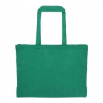 Bolsa de algodón reciclado grande con fuelle y asas a juego 140 g/m2 color verde oscuro segunda vista