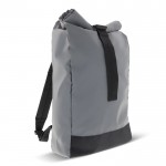 Mochila roll-top de poliéster reflectante con abertura plegable color gris