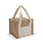 Bolsa nevera de yute y algodón con asas apta para 6 latas color beige