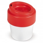 Vaso take away con tapa de color hecho en EU y 100% reciclable 240ml color rojo