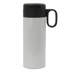 Vaso de acero inoxidable con tapa que sirve como taza 400ml color blanco