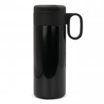 Vaso de acero inoxidable con tapa que sirve como taza 400ml color negro