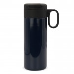 Vaso de acero inoxidable con tapa que sirve como taza 400ml color azul oscuro