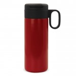 Vaso de acero inoxidable con tapa que sirve como taza 400ml color rojo