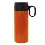 Vaso de acero inoxidable con tapa que sirve como taza 400ml color naranja