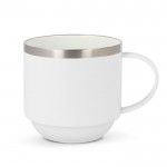 Taza de doble pared de cerámica apliable con capacidad de 300ml color blanco