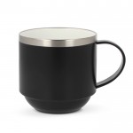 Taza de doble pared de cerámica apliable con capacidad de 300ml color negro