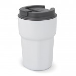 Vaso take away de acero inoxidable con tapa de silicona 350ml color blanco