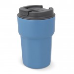 Vaso take away de acero inoxidable con tapa de silicona 350ml color azul