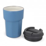 Vaso take away de acero inoxidable con tapa de silicona 350ml color azul segunda vista