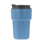 Vaso take away de acero inoxidable con tapa de silicona 350ml color azul cuarta vista