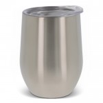 Vaso de acero inoxidable de doble pared con tapa transparente 300ml color plateado