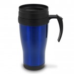 Vaso doble pared de acero inoxidable con asa para transporte 350ml color azul