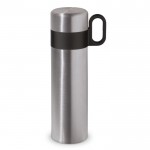 Termo de acero inoxidable con taza y asa como tapón 350ml color plateado