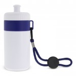 Bidón blanco libre de BPA con cordón de transporte 500ml color azul oscuro