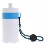 Bidón blanco libre de BPA con cordón de transporte 500ml color azul claro