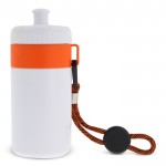 Bidón blanco libre de BPA con cordón de transporte 500ml color naranja