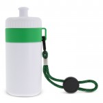 Bidón blanco libre de BPA con cordón de transporte 500ml color verde