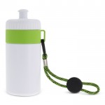 Bidón blanco libre de BPA con cordón de transporte 500ml color verde claro