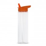 Botella de RPET transparente con tapa de pajita plegable 600ml color naranja