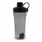 Shaker para el gimnasio de plástico de elegante tapa negra 900ml color negro