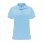 Polo técnico de punto piqué en poliéster 150 g/m2 para mujer Roly color azul claro