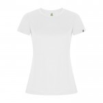 Camiseta técnica de 50% poliéster reciclado para mujer 135 g/m2 Roly color blanco