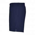 Pantalón corto deportivo de poliéster 100% unisex 140 g/m2 Roly color azul marino vista lateral