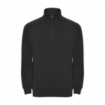 Sudadera de algodón y poliéster con media cremallera 280 g/m2 Roly color negro