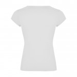 Camiseta de algodón para mujer con cuello de pico 200 g/m2 Roly color blanco segunda vista trasera