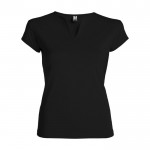 Camiseta de algodón para mujer con cuello de pico 200 g/m2 Roly color negro