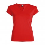 Camiseta de algodón para mujer con cuello de pico 200 g/m2 Roly color rojo