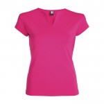 Camiseta de algodón para mujer con cuello de pico 200 g/m2 Roly color fucsia