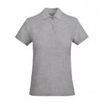 Polo de algodón orgánico 100% en punto piqué para mujer 210 g/m2 Roly color gris claro jaspeado