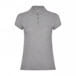 Polo de punto piqué en algodón 100% para mujer 200 g/m2 Roly color gris claro jaspeado