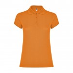 Polo de punto piqué en algodón 100% para mujer 200 g/m2 Roly color naranja