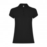 Polo de punto piqué en algodón 100% para mujer 200 g/m2 Roly color negro