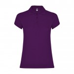 Polo de punto piqué en algodón 100% para mujer 200 g/m2 Roly color morado