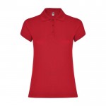 Polo de punto piqué en algodón 100% para mujer 200 g/m2 Roly color rojo