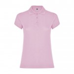 Polo de punto piqué en algodón 100% para mujer 200 g/m2 Roly color rosa claro