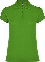 Polo de punto piqué en algodón 100% para mujer 200 g/m2 Roly color verde pasto