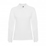 Polo de punto piqué 100% algodón para mujer 220 g/m2 Roly color blanco